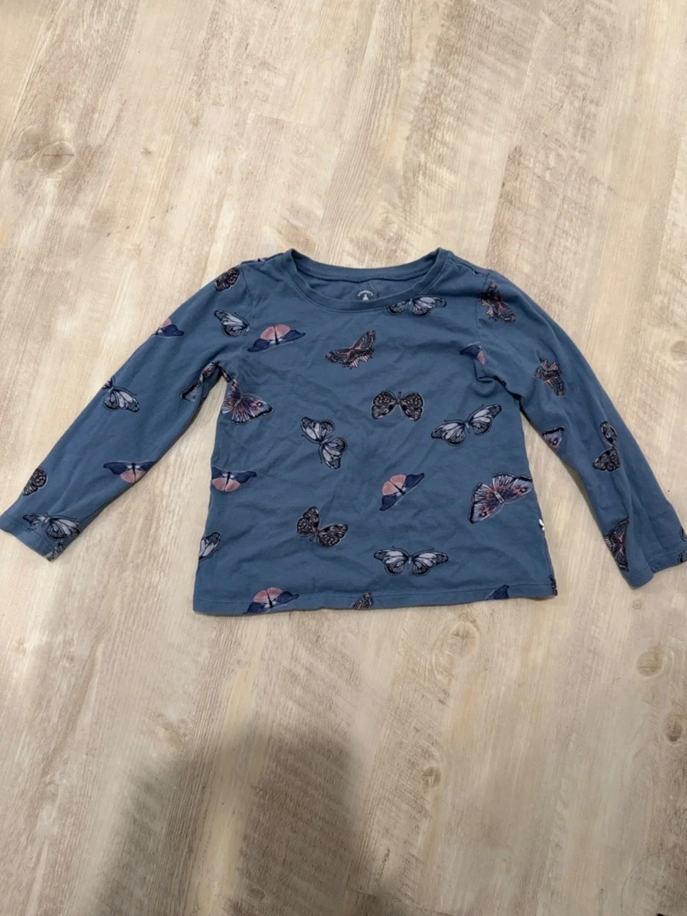 GAP Blue Long-Sleeve Butterfly Print Tee